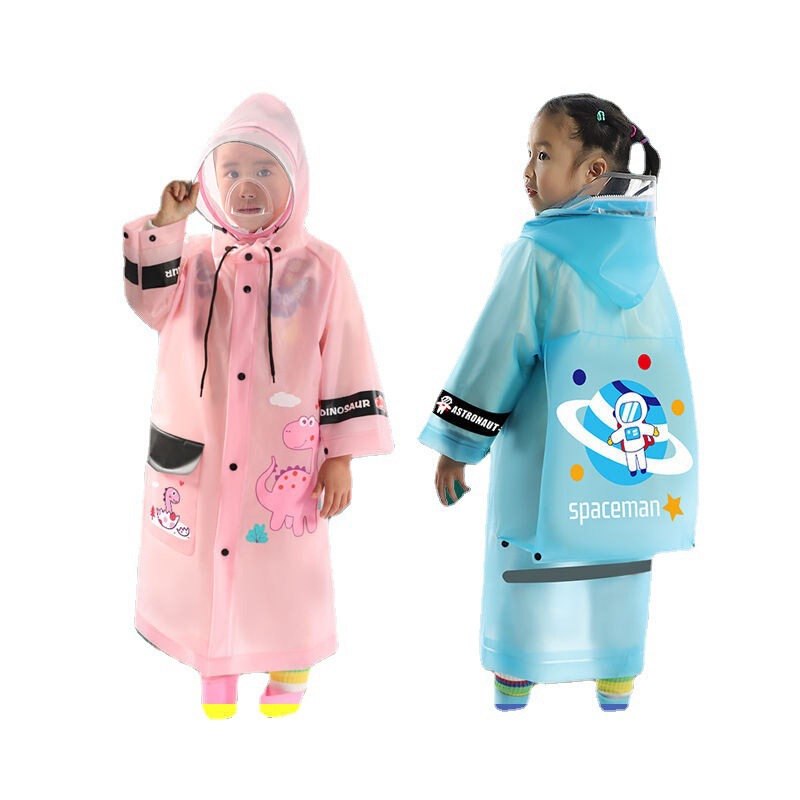 Children's Raincoat for Boys and Girls, Full-Body Rain Protection for School, Special Rain Poncho for Primary School Students with Backpack Space, Cartoon Design