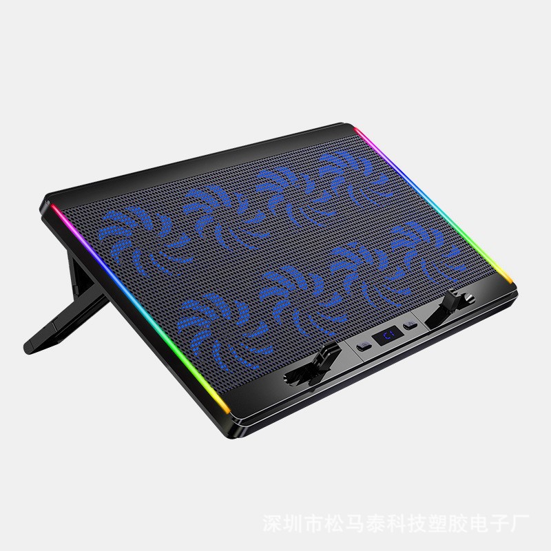 Enfriador de portátil F4 más fresco y potente con ocho núcleos para enfriamiento rápido, luces RGB de colores, refrigeración por aire para juegos, enfriamiento eficiente