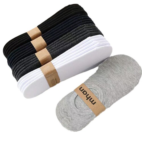 Zhuji Socks Industry Four Seasons Gift Ship Socks Individually Packaged Cotton Soft Foot Bath Socks Black and White Gray Socks Wholesale Men's Socks