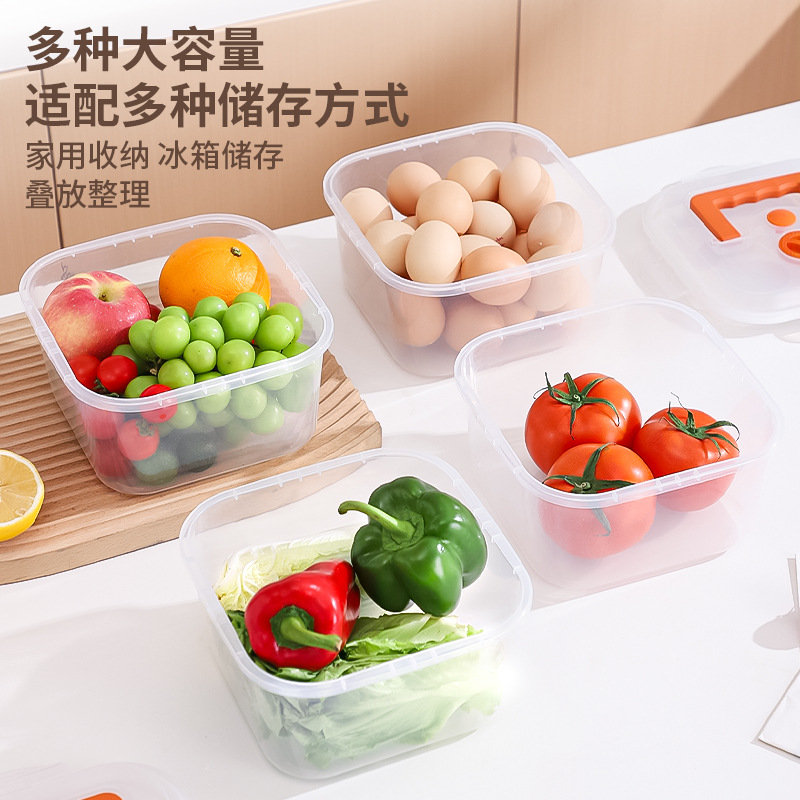 Caja de almacenamiento a prueba de fugas de gran capacidad con cubierta para refrigerador doméstico para huevos, frutas y alimentos