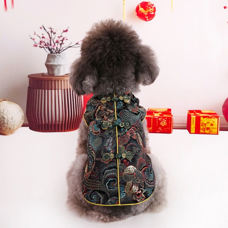 Dog Tang Suit Spring, Summer and Autumn Pet Clothes Teddy Bichon New Year Wedding Dress Cat Chinese Festive Han Dynasty