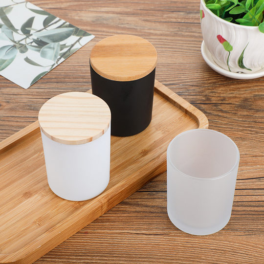 Candle Cup Colored Glass Container Indoor Romantic Decorative Candle Holder Homemade DIY Aromatherapy Black Frosted Candle Cup