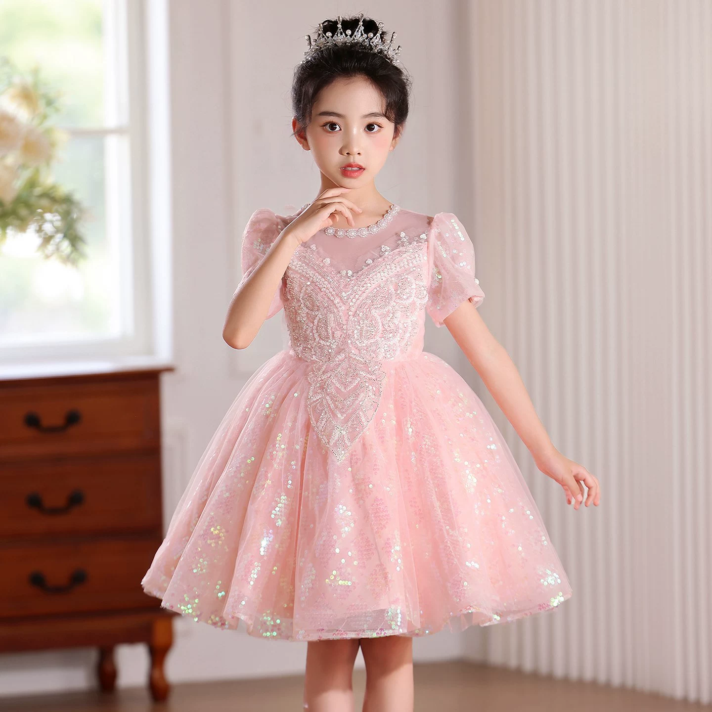 Романтическое платье в стиле милой, доступное роскошное вечернее платье для девочек в нишевом стиле, светло-розовое платье принцессы для годовалого ребенка