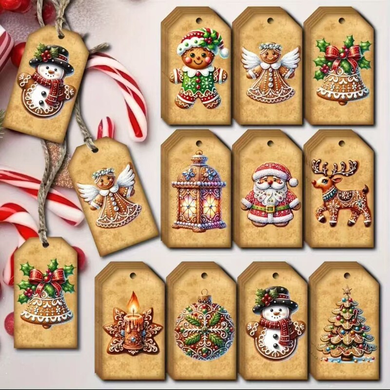 クロスボーダークリスマスシリーズギフトタグサンタクロース雪だるまテーマ装飾クリエイティブギフトブックマーク木製ハンギング|undefined