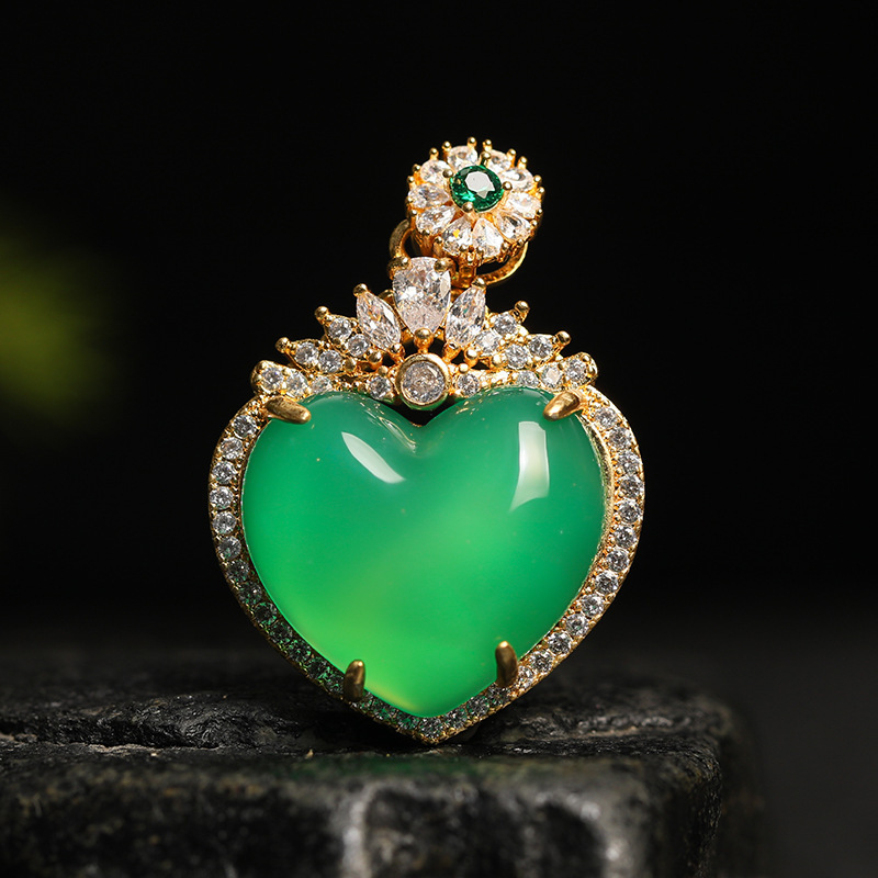 智贝详情图_20玉髓吊坠玉髓镶嵌观音佛吊坠古法金镶嵌款925