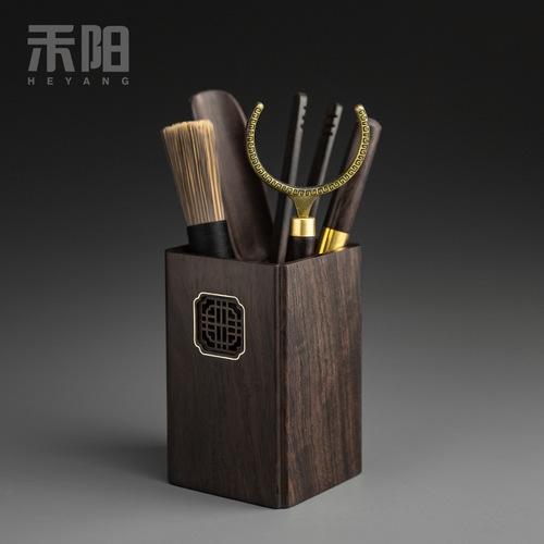 PK7J Tea Ceremony Six Gentlemen Set, Kung Fu Tea Utensil Accessories, Household Tea Set with Ebony Solid Wood Tea Tongs, Tea Spoon, and Tea Needle