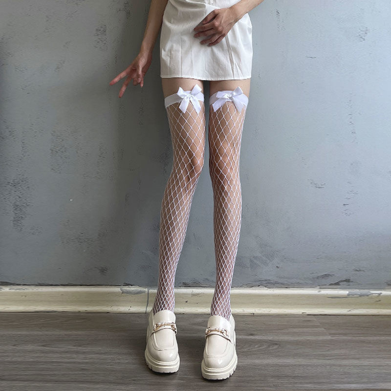 Solid Color Sexy Stockings Sexy Fishnet Stockings Bow Black Stockings Women Summer Thin Stockings Lace Over The Knee Socks display picture 17