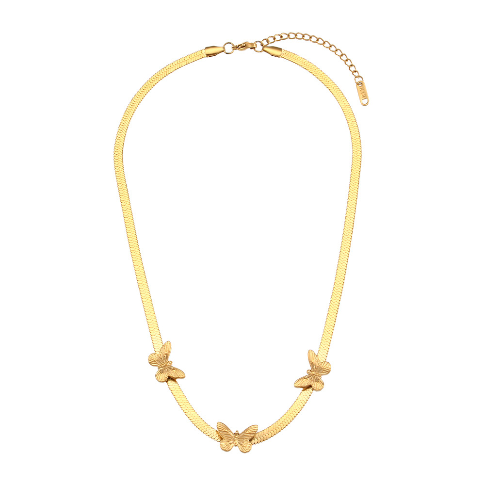 Retro Geometric Butterfly Stainless Steel Necklace Plating Stainless Steel Necklaces
