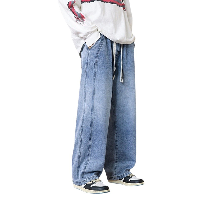 NASA tallas grandes jeans hombres primavera y otoño americano recto flojo de los hombres ocasionales moda grasa lavado Pantalones