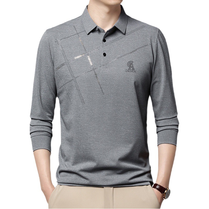 Primavera y otoño nueva camiseta de hombre de manga larga camisa de polo de alta calidad Camiseta de hombre superior de una pieza de entrega