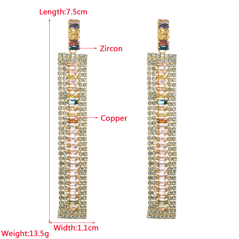 Fashion Square Copper Drop Earrings Plating Inlay Zircon Copper Earrings