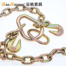 G70带抓钩拖车链条 镀锌锰钢拖车牵引链条 高强度吊夹具输送链条