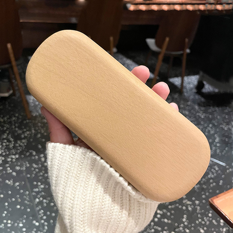 メガネケース日系文芸レトロ木目メガネケース防圧耐落下ケース学生近視携帯メガネ収納ケース|undefined