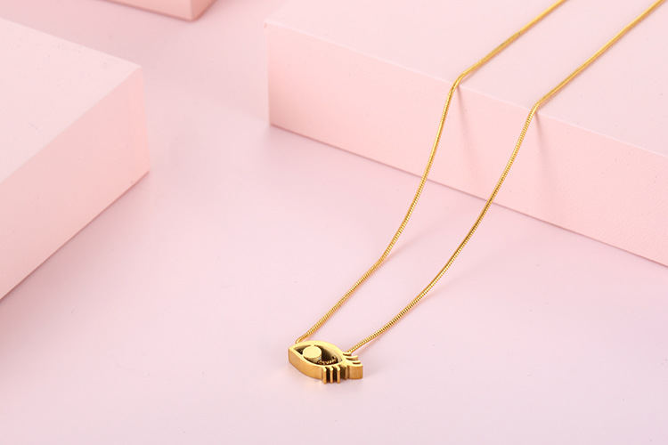 fashion golden eye titanium steel clavicle chain earrings set wholesale Nihaojewelry