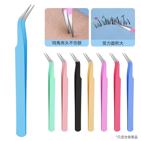 123mm Long Macaron Color Hand Account Tweezers Pointed Stainless Steel Nail Tweezers Gold Feather Clip Grafting Tweezers