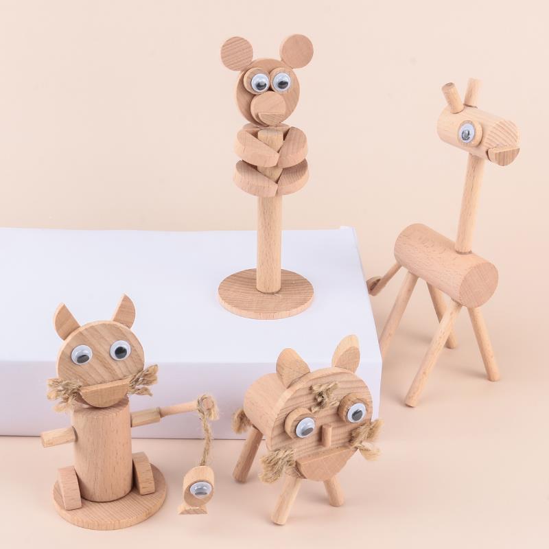 Paquete de materiales DIY para niños carpintería animal piezas de madera pila de ramas paquete de materiales de jardín de infantes juguetes hechos a mano