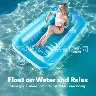 Source Manufacturer Pvc Inflatable Water Float with Pillow Cup Hole Thickeneded Single and Double Floating Bed Sun Pool Bed