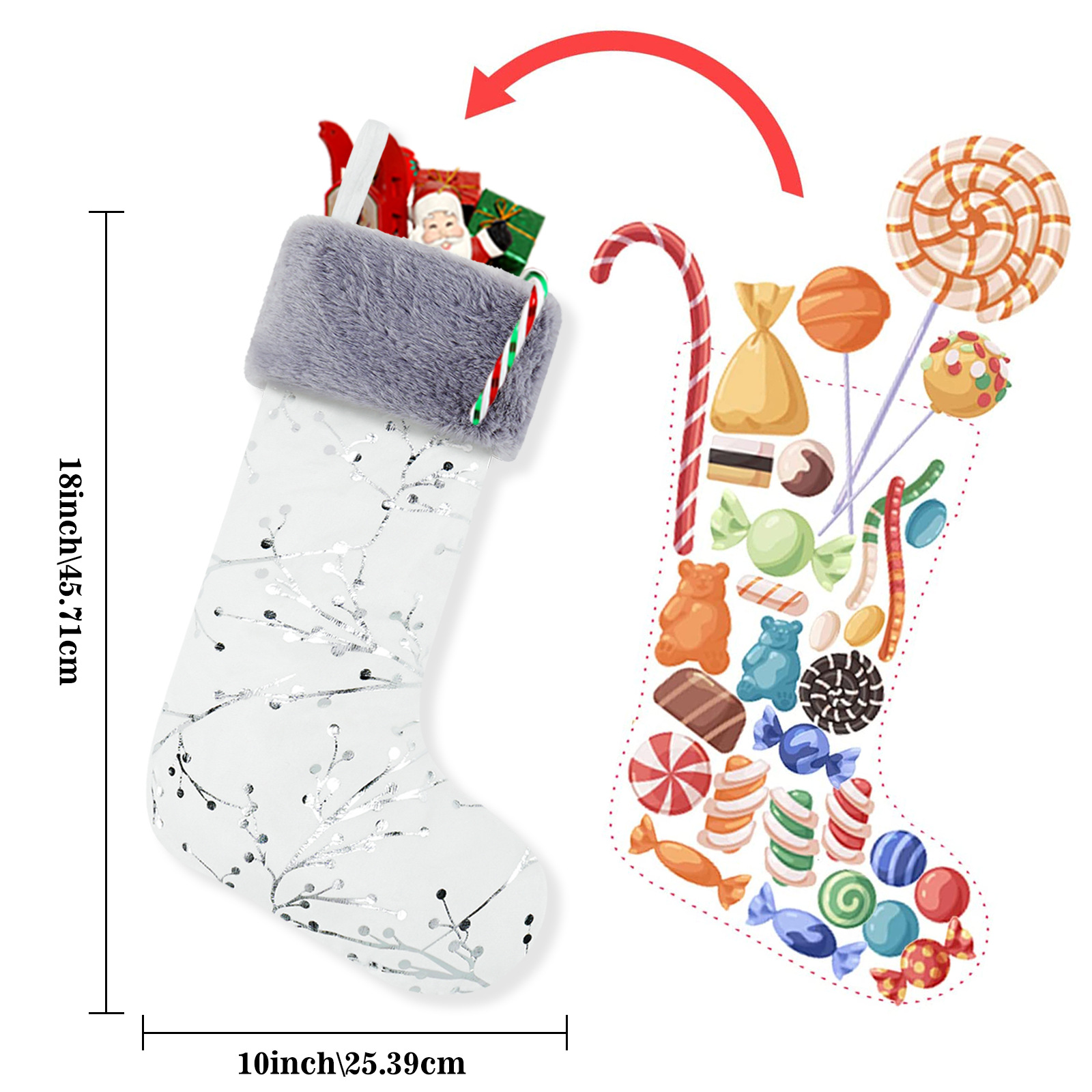 Amazon nuevo patrón de nieve de felpa calcetines de Navidad decoraciones de Navidad bolsa de regalo colgante