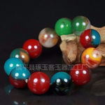 新疆七彩外蒙料手串 鸡血玉碧玉圆珠老型珠桶珠葫芦手链直播货源