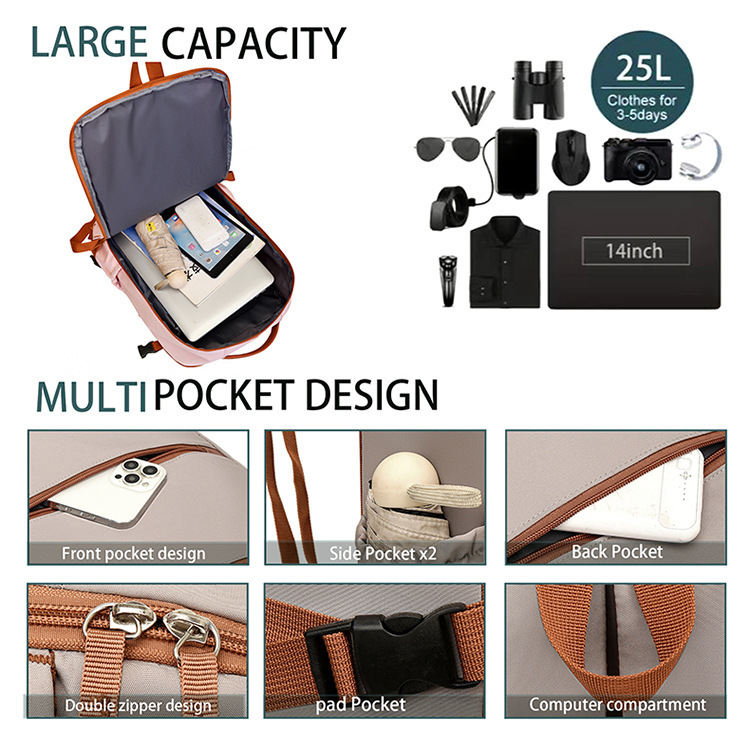 Cross-Border Travel Backpack Business Carry-On Airplane Backpack Unisex Lightweight High-Quality Design Travel Luggage Storage Bag