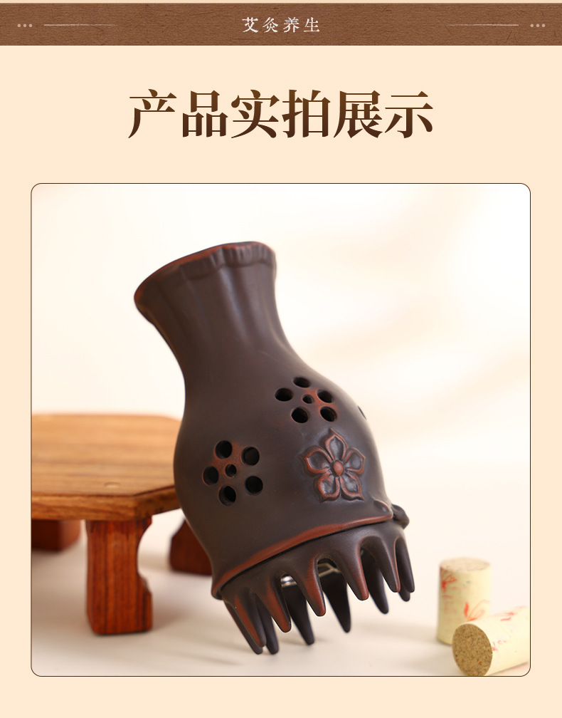Red Bian Stone Head Therapy Moxibustion Comb Tool for Scalp Massage and Meridian Care Home Use preparation