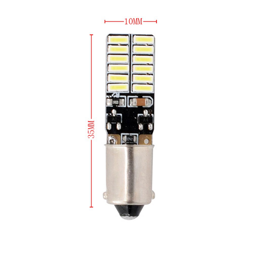 BA9S W5W 194 car LED decoding width indicator light 12-24V round head single foot reading light 4014 24SMD