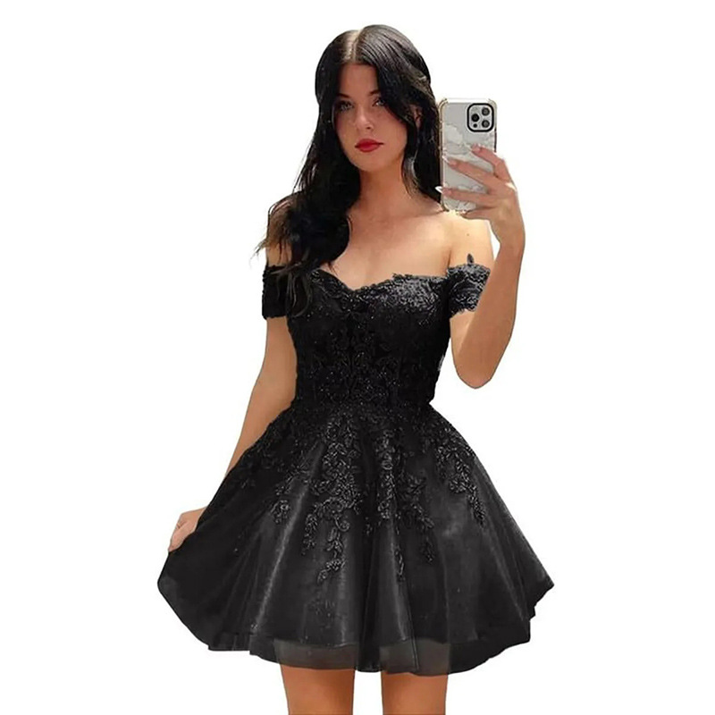 Vestido de noche corto de graduación para mujer, estilo A-line, novedad 2026, vestido de cóctel con hombros descubiertos, estilo princesa, suministro transfronterizo