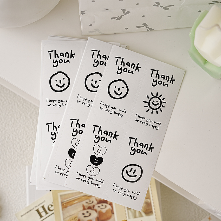 (2개) 40개 INS 스타일 흑백 심플 베이킹 장식 DIY 포장 스티커 비스킷 백 케이크 상자 밀봉 스티커