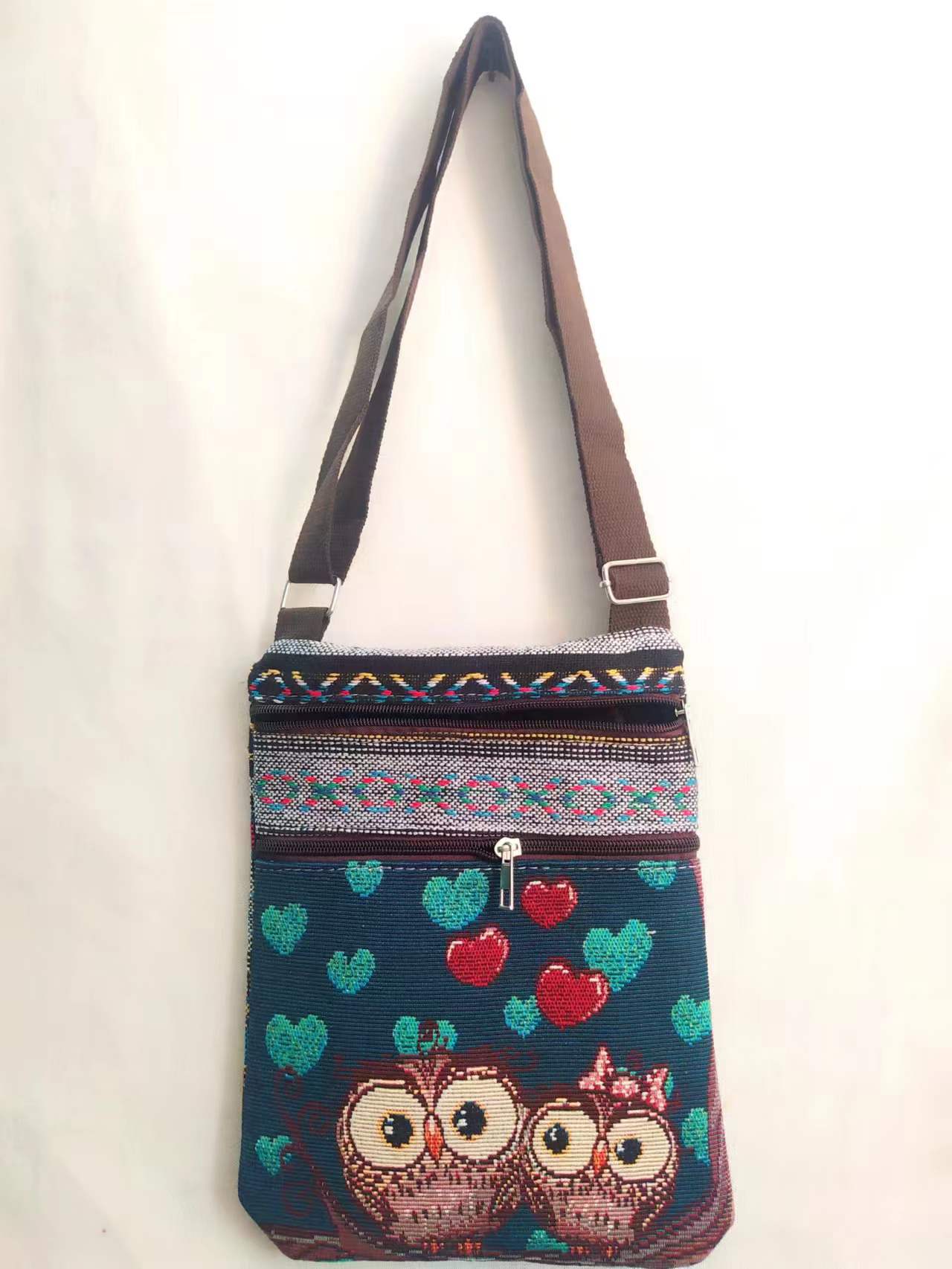 Estilo étnico bordado elefante dibujos animados bolsa de mensajero Dai bolsa de hombro de viaje de las mujeres teléfono móvil bolsa de hombro lateral