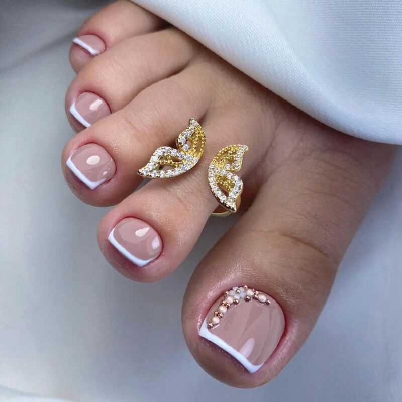J-107 Gold Bead Petal Toenail Spice Girl Cross-border Wear Nail Pieces False Nail Patch Nail Pieces Wholesale J-107 Gold Bead Petal Toenail Spice Girl Cross-border Wear Nail Pieces False Nail Patch Nail Pieces Wholesale