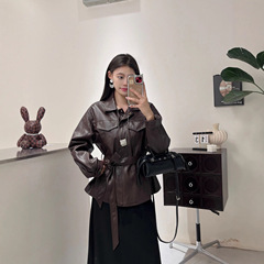 2025年秋冬女装新款宋佳同皮短外套女5秋新腰显瘦PU皮衣