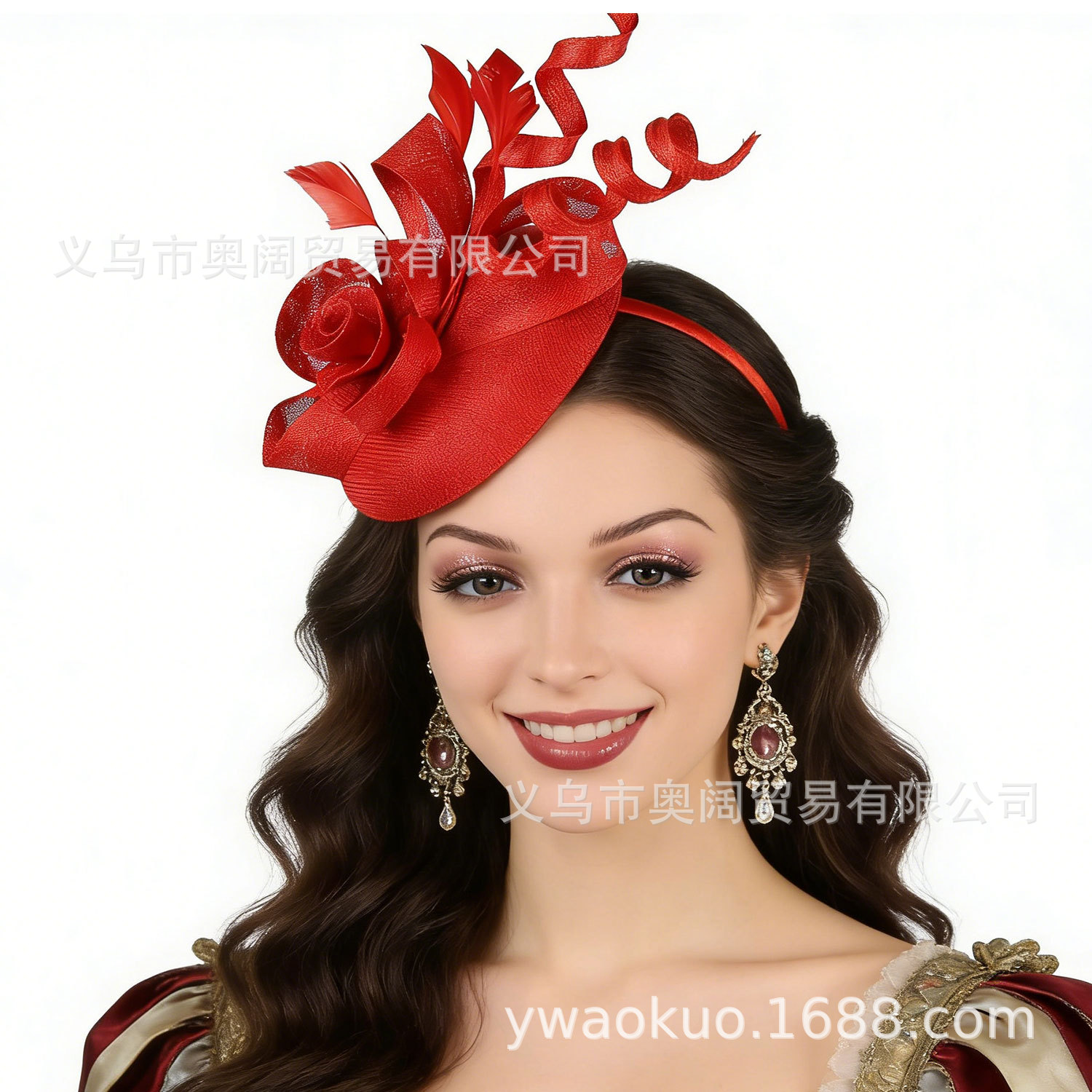 European and American fashion linen hat wine party imitation linen hair accessories ball party wedding dress bridal hair accessories polo hat
