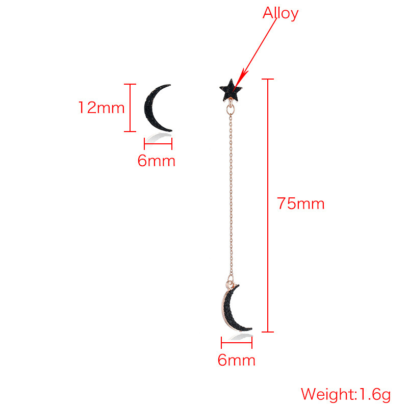 Estrella negra y luna temperamento personalidad simple lindos pendientes no se desvanecen ligero estilo de lujo de acero de titanio pendientes de oro de titanio