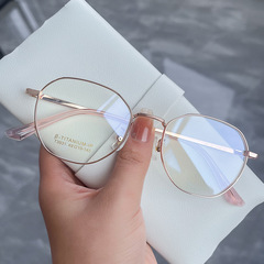 Bai Shi Fen T3931 Mixed Batch Polygon Wide Edge Retro Pure Titanium Eyeglass Frame with Dual Color Prescription Optical Frame