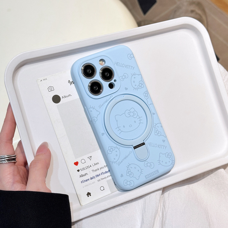 Soporte de pivote de avatar kt de dibujos animados de pantalla completa para iPhone16ProMax Apple 14 funda para teléfono móvil 15 pareja 13
