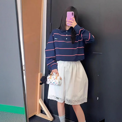 25秋新款MM家休闲时尚POLO衫长袖条纹T恤学院风男女同款上衣潮牌