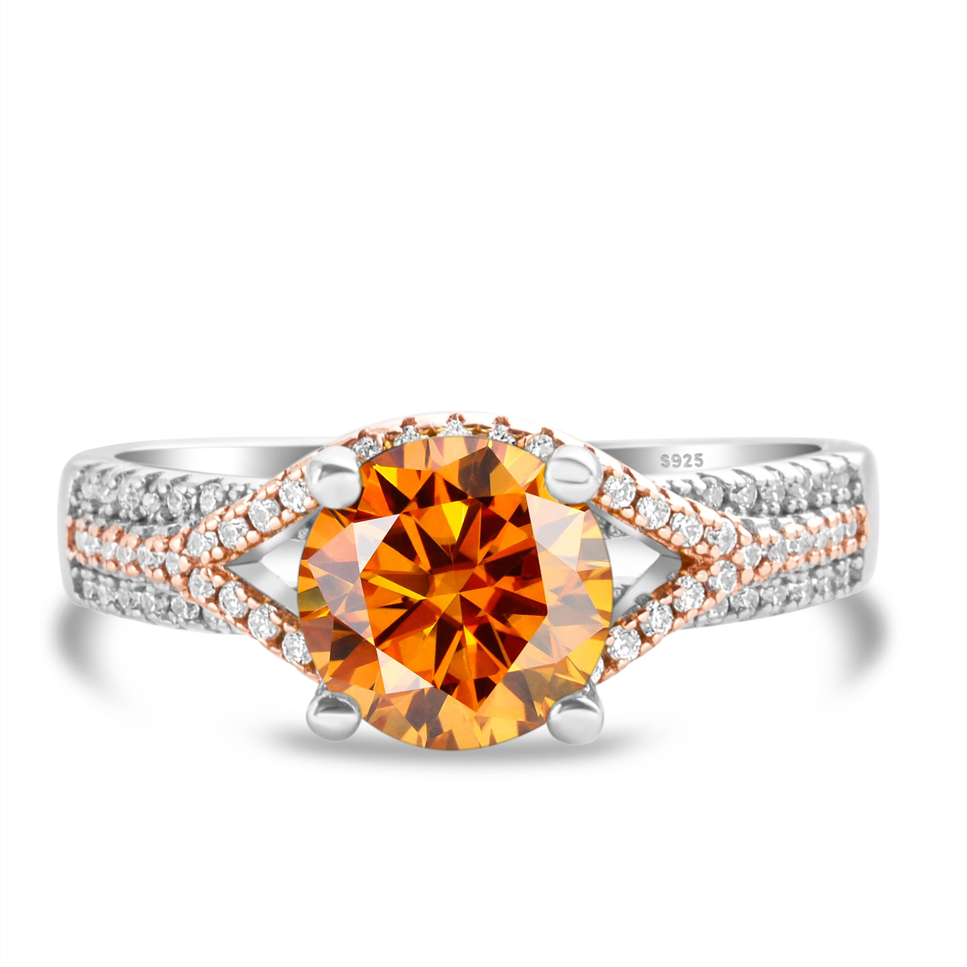 Anillo de flores de automóviles anillo de diamantes de moissan anillo de plata femenino exagerado oro anillo de diamantes de dos colores anillo de chatarra en vivo suministro