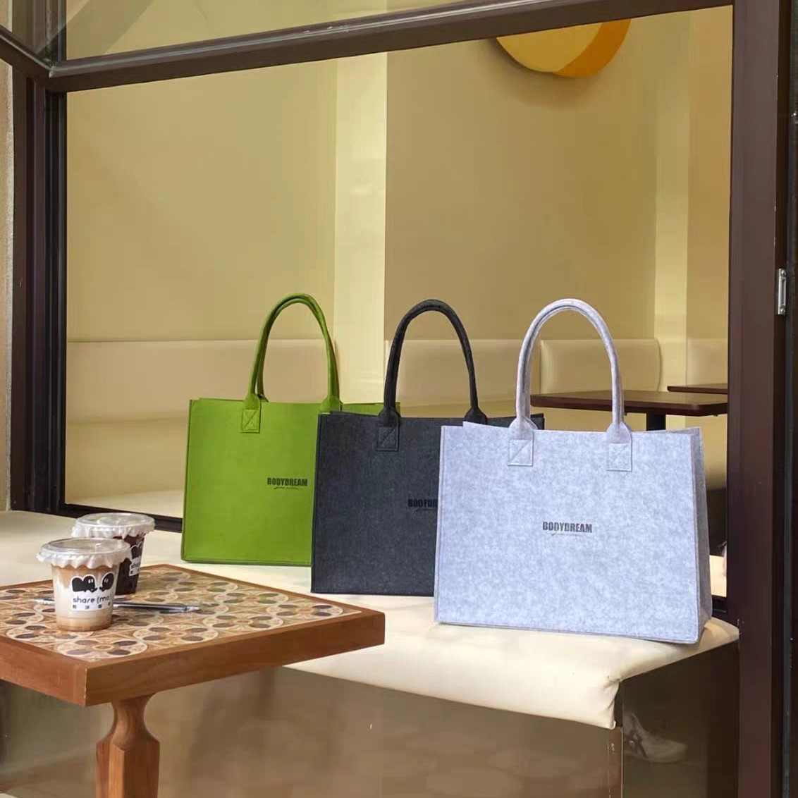 定制毛毡包LOGO收纳袋时尚礼品印刷简约企业活动宣传毛毡手提袋