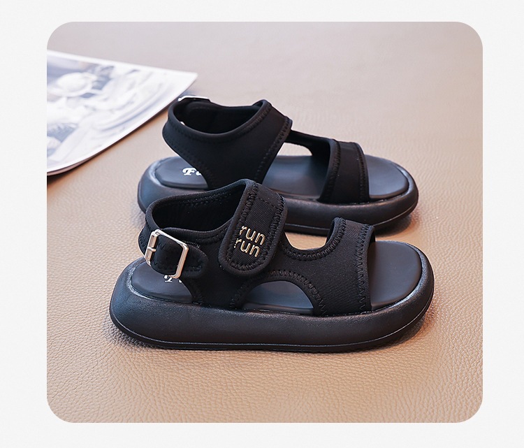 Comfortable Black Roman Sandals For Kids With Soft Sole For Beach_voghion.com