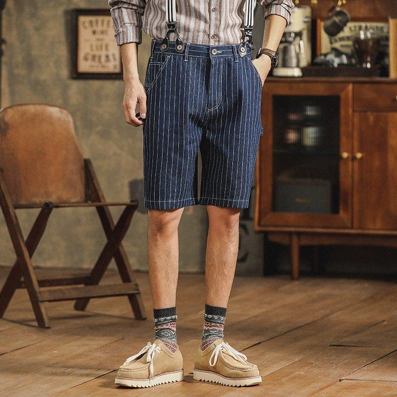 Джинсовые шорты в полоску джинсовые шорты для мужчин в европейском и американском стиле