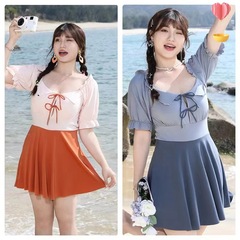 2024年新款泳衣可愛風胖妹妹加肥大碼連體泳衣寬鬆遮肉連衣裙