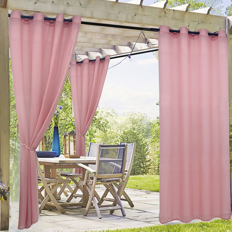 Rideaux extérieurs imperméables en mousseline de soie, couleur unie_voghion.com