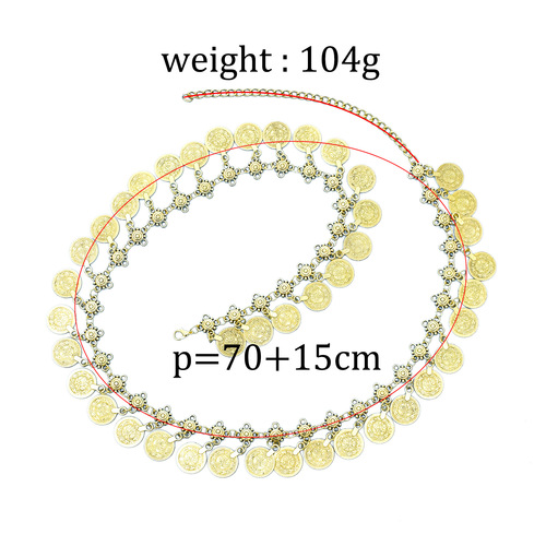 New vintage tassel coin waist chain—European & American-style casual belly dance waist accessory, wholesale beach body chain