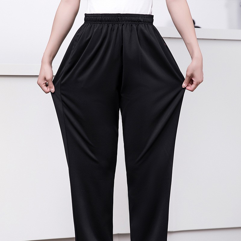 酒店服务员工作裤厨师工装裤保洁男女裤餐厅黑色咖啡厅松紧运动裤