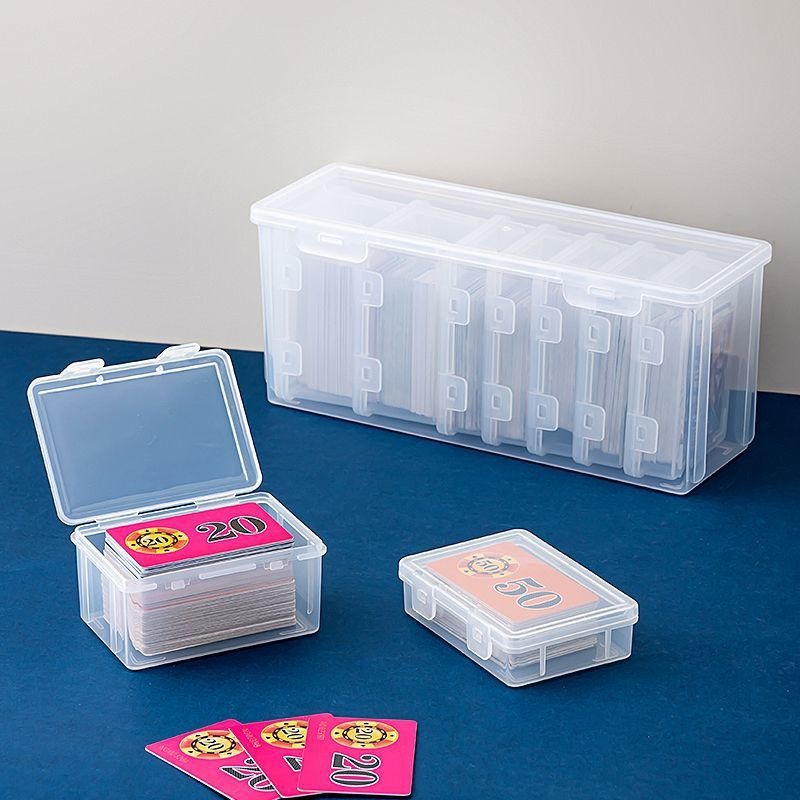 麻将筹码收纳盒大容量棋牌室专用透明塑料卡片储存盒防尘分隔|ru