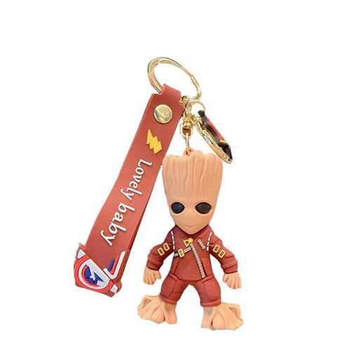 Creative cartoon tree man Groot key chain men's and women's school bag doll key pendant car pendant key chain