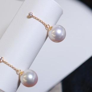 18K Gold Accessories, Simple and Flexible Earrings, White Zircon Inlay, Exquisite and Flexible, with 9-10 Beads, Accessories Without Beads