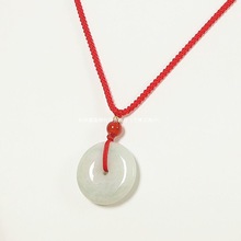 高档天然翡翠玉货平安扣项链吊坠男女正品转运玉坠红绳创意礼品