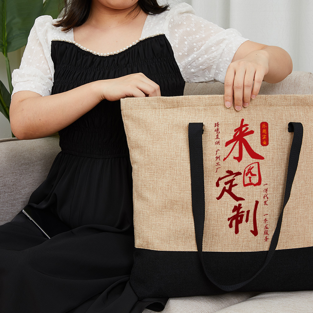 380 gramos de yute empalmado bolso con cremallera bolsas de compras ecológicas bolsas de mano xqds0397a