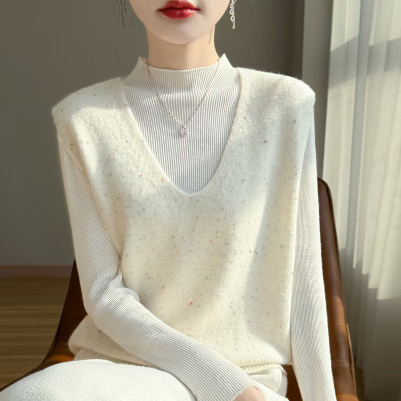 V Neck Knitted Vest for Women 2025 Spring New Preppy Style V Neck Loose with Shirt Sleeveless Vest for Women Summer